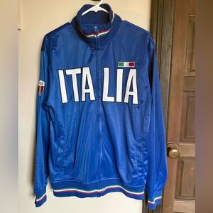 Blue ITALIA Track Bomber Jacket with Tricolor Trim